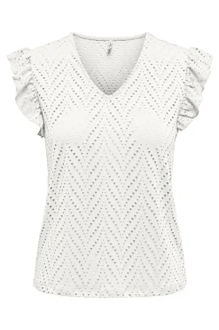 Onlsmilla S/L V-Neck Frill Top