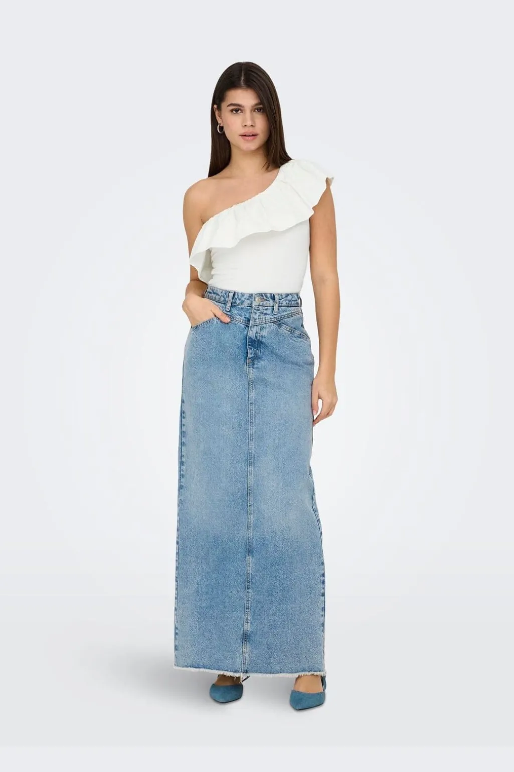 Onlsoffy One Shoulder Mix Top Box