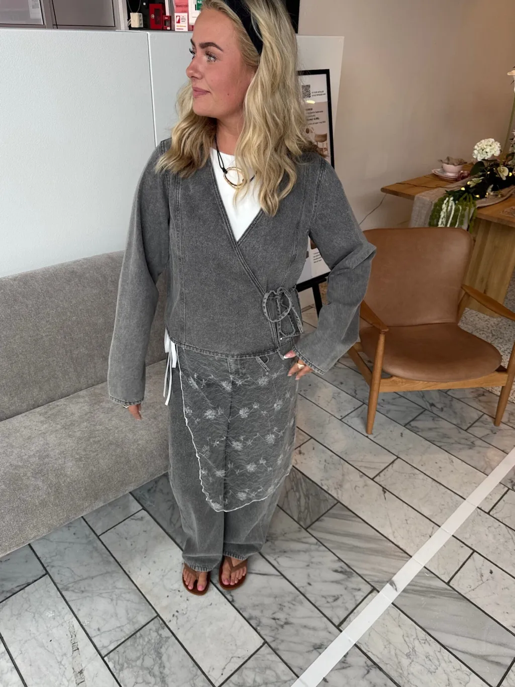 Pcfenna Ls Denim Wrap Shirt Fsy