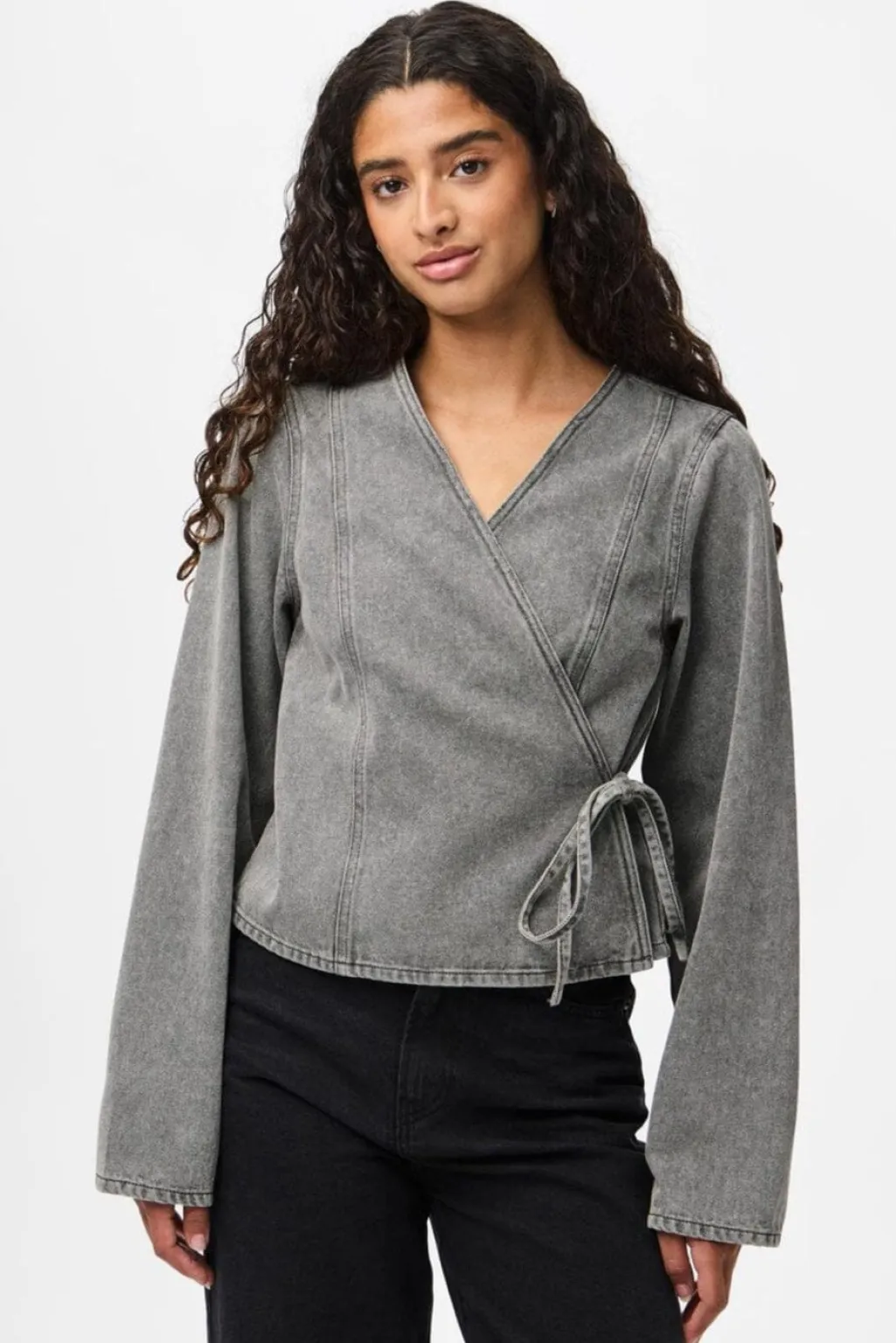 Pcfenna Ls Denim Wrap Shirt Fsy