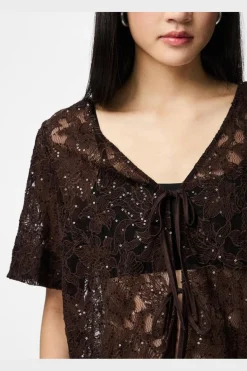 Pclouise 2/4 V-Neck Tie Top