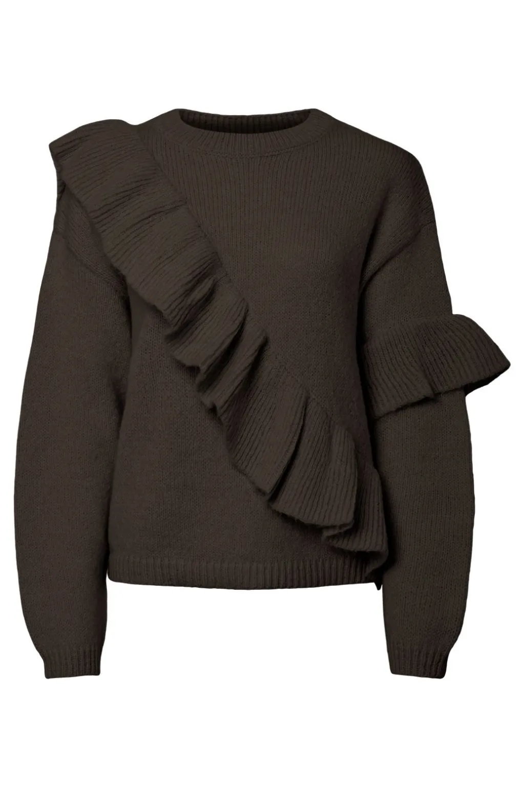 Pcnor Ls O-Neck Knit Frill Pullover