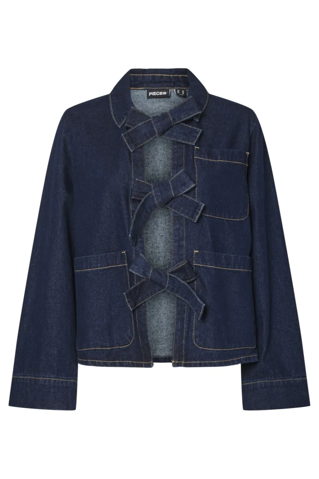 Pcofelia Ls Bow Denim Shirt Fsy