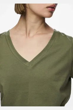 Pcria Ss V-Neck Solid Tee