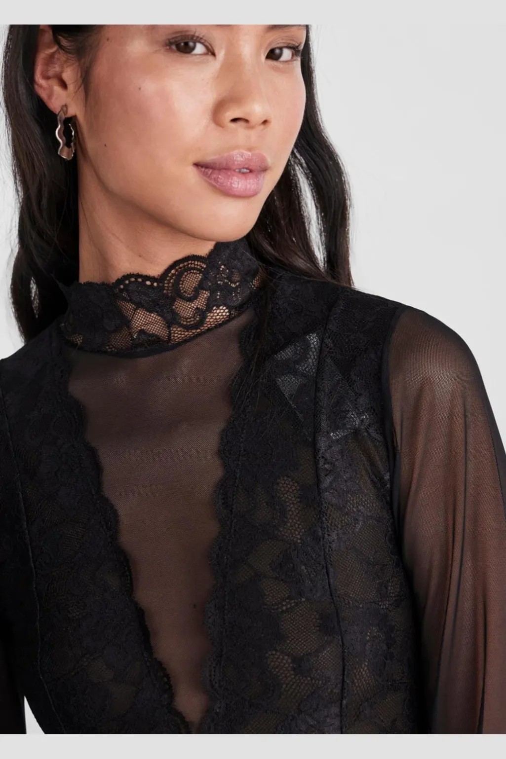 Pcsicca Ls High Neck Bodystocking