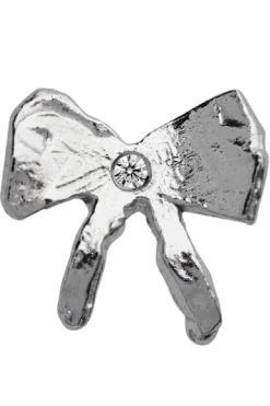 Petit Bow Earring With Stone Silver