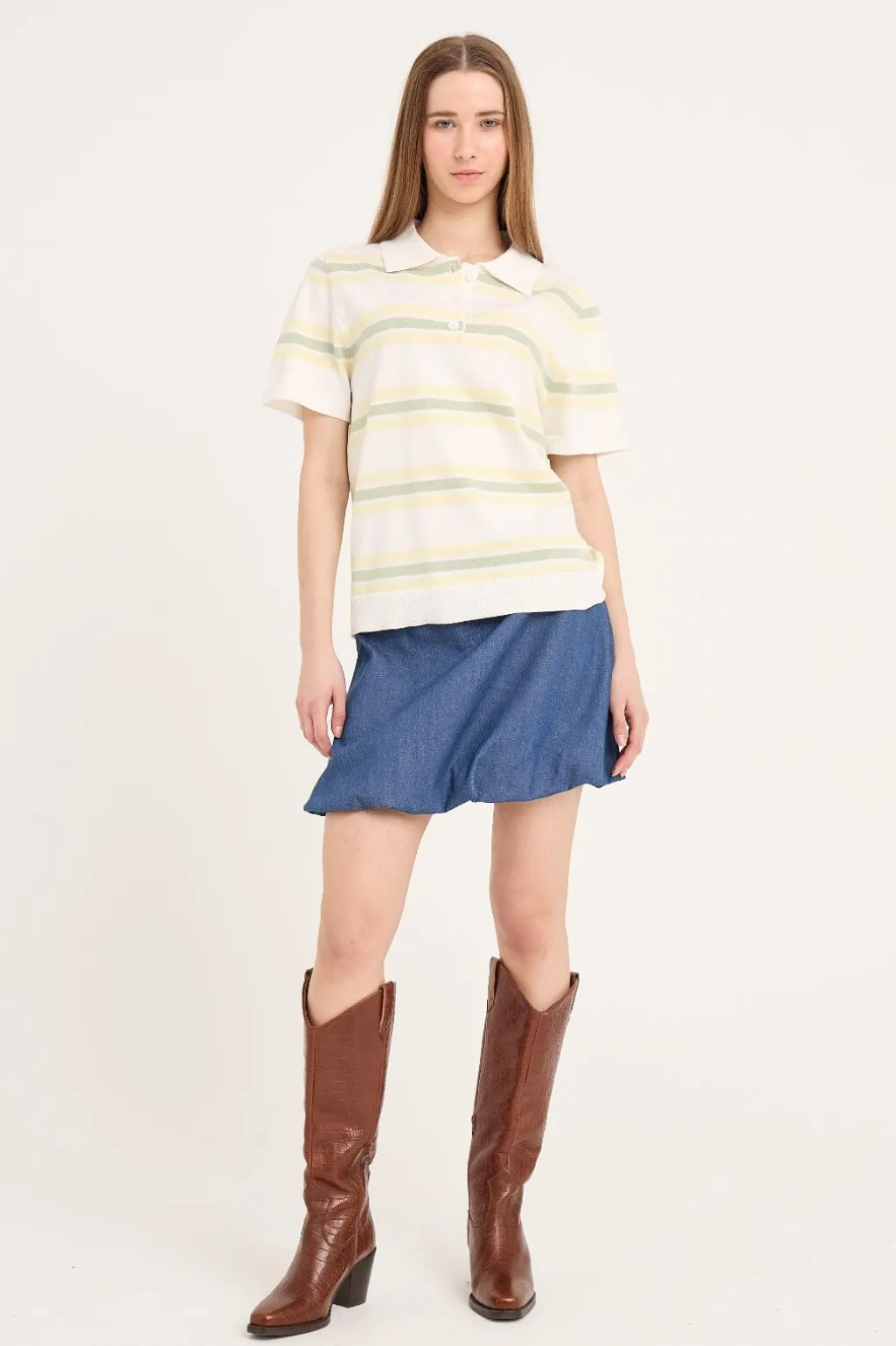 Polo Stripe Knit Blouse AV5060