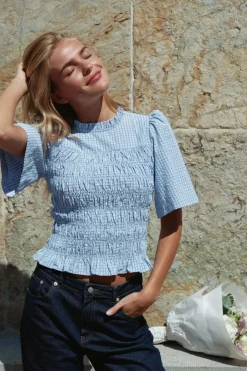 Possini Check Smock Blouse 164800