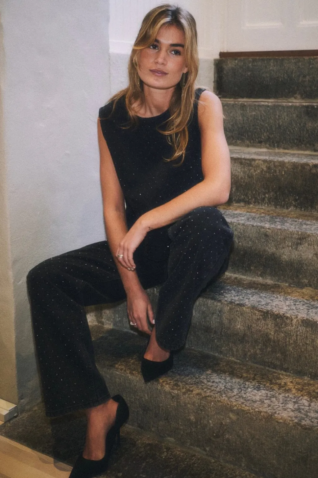 Rissa Bedazzled Denim Top 164461