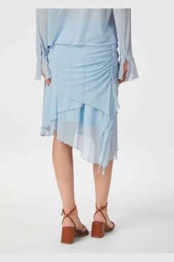 Saffron Asymmetric Mesh Skirt 165642