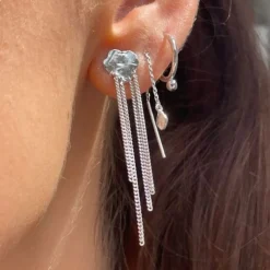 Shell Reflections Earring With Chains Silver