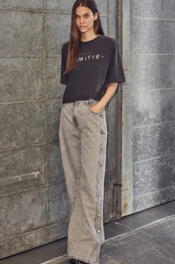 Side Panel Button Jeans HL10328