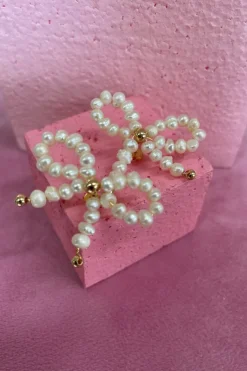 Sløjfe Med Guldperle Ørestik