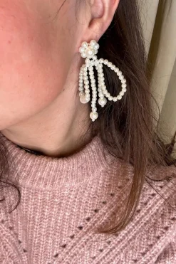 Sløjfe Ørering Med Perler