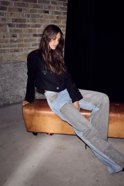 Two-Tone Patch Jeans HL10377