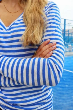 Ulla-Ls-Vneck-Stripe-Tshirt 22160