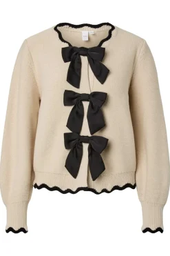 Yaslelu Ls Bow Knit Cardigan